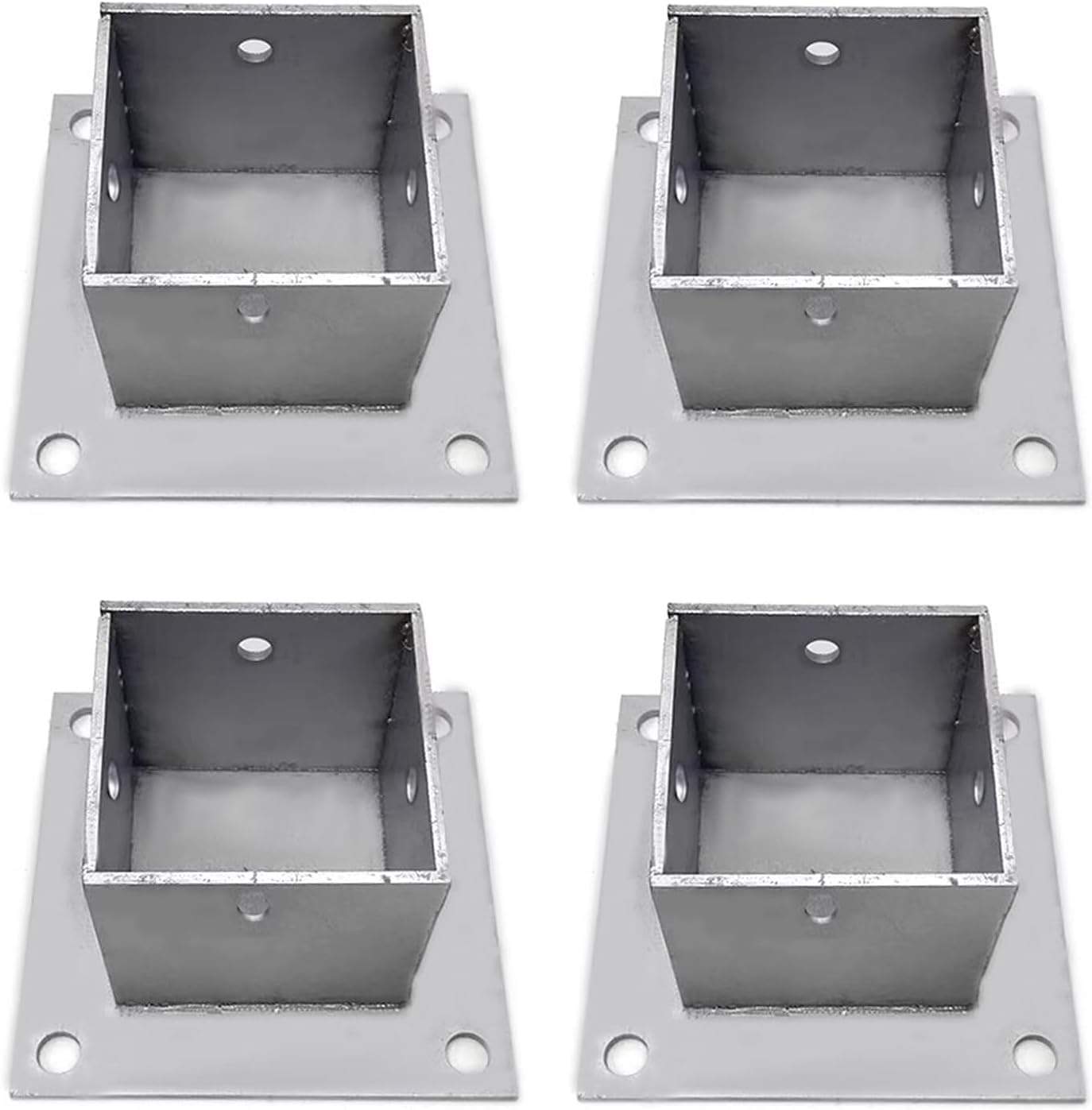 Fence Post Brackets 4 Pack Wood Fence Post Base Brackets for Deck Railing/Vinyl Fence/Mailbox, Concrete Post Anchor with Installation Kit(145x145 mm (5.7x5.7 in))