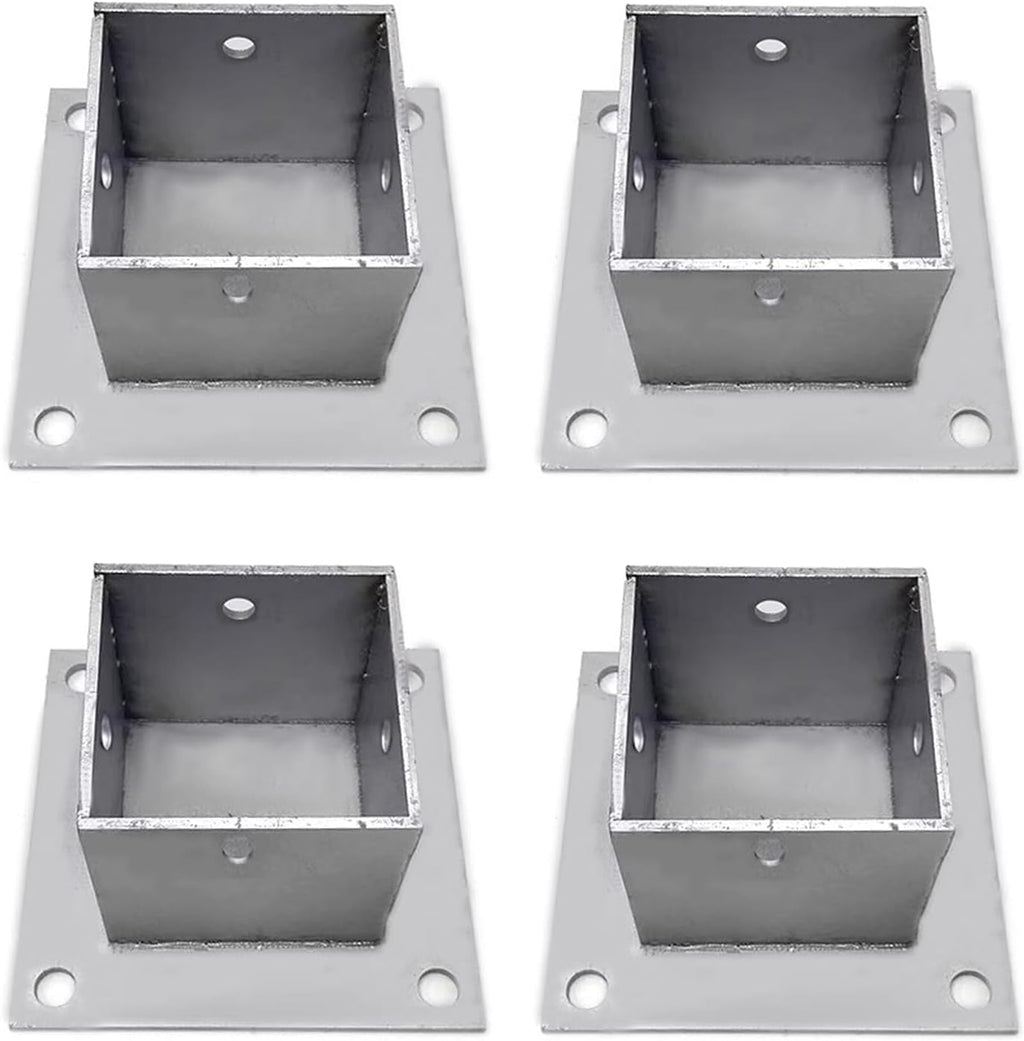 Fence Post Brackets 4 Pack Wood Fence Post Base Brackets for Deck Railing/Vinyl Fence/Mailbox, Concrete Post Anchor with Installation Kit(80x80mm(3.1x3.1 in))