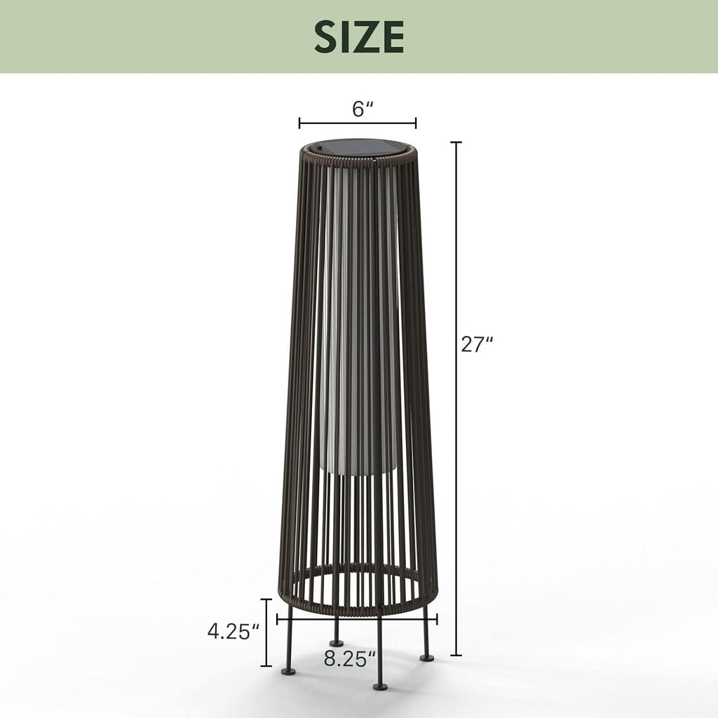 Grand patio Outdoor Floor Solar Light 2-Pack, Wicker Solar Patio Lamp Waterproof Outside Deck Lamp for Porch, Yard, Garden, Lawn Decorations - Dark Brown, Gordes 2 PCS