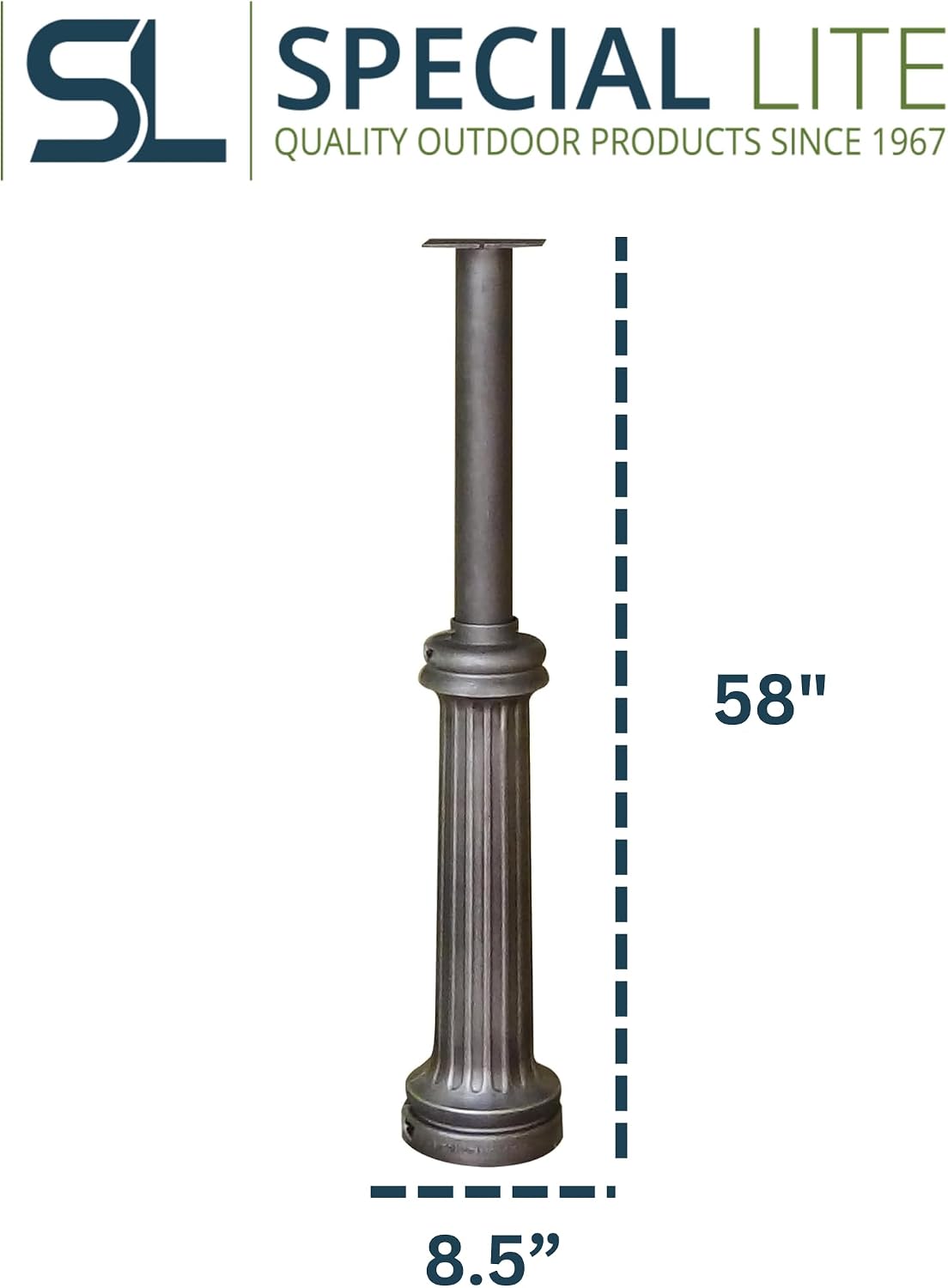 Special Lite Bradford Mailbox Post - Swedish Silver Cast Aluminum Post for Curbside Mailbox - SPK-590-SW