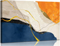 Abstract Canvas Wall Art for Living Room Large Nave Blue Abstract Wall Decor Picture Modern Orange Painting Artwork for Bedroom Home Office Decoration, Ready to Hang (Blue and Orange, 32'×48')