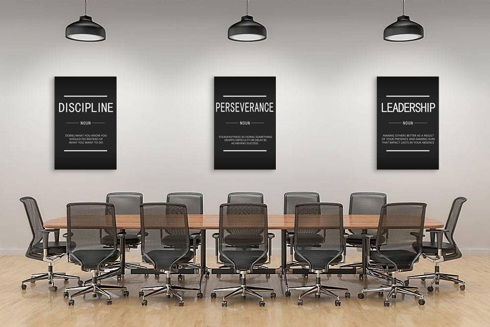 Motivational Canvas Office Print Wall Art Inspirational Picture Discipline Perseverance Leadership Noun Poster Painting Inspiring Artwork for Home Living Room Office Decor Ready to Hang[72''Wx 36''H]