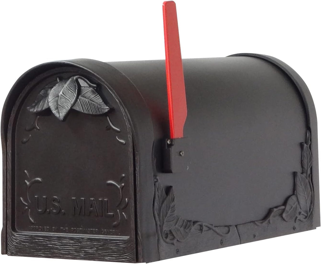 Special Lite Floral Curbside Mailbox with Springfield Post - Black Aluminum Mailbox with Direct Burial Post - SCF-1003_SPK-710-BLK