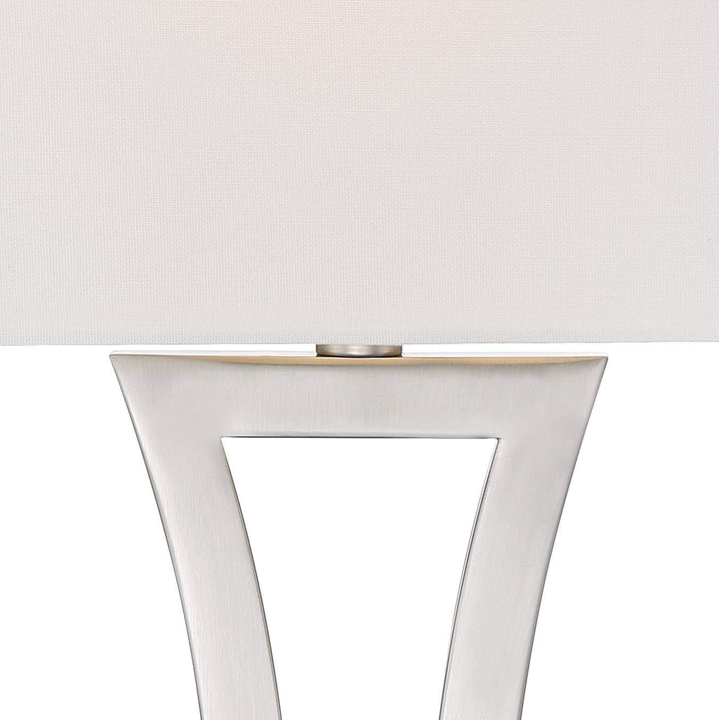 360 Lighting Roxie Modern 3-Way Table Lamps 31' Tall Set of 2 with Dimmers Brushed Nickel Off White Fabric Rectangular Shade for Bedroom Living Room House Bedside Nightstand Home