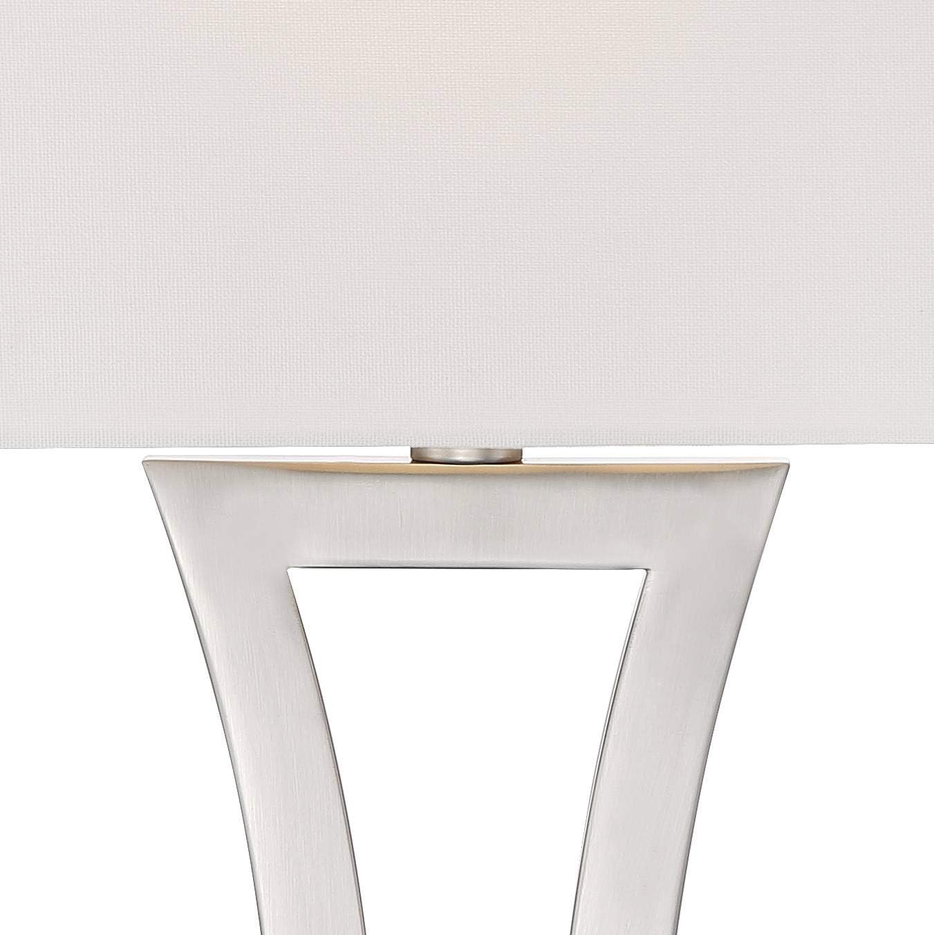 360 Lighting Roxie Modern 3-Way Table Lamps 31' Tall Set of 2 with Dimmers Brushed Nickel Off White Fabric Rectangular Shade for Bedroom Living Room House Bedside Nightstand Home