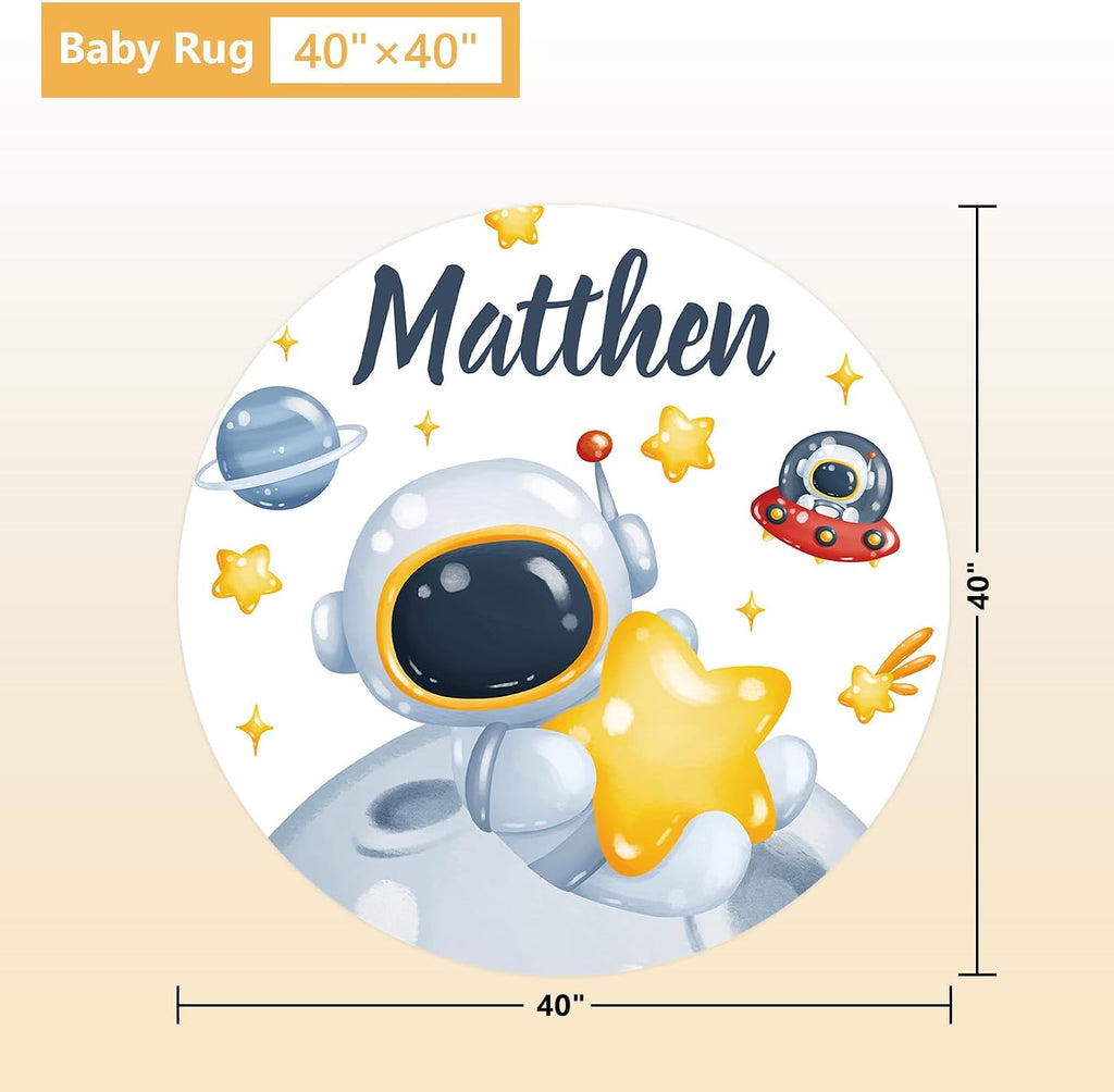 Terwex Customized Baby Bedding Set, 5 Pcs Custom Nursery Bedding Set with Baby Name, Double Layer Crib Set for Girls Boys, Personalized Gifts for Toddlers Infants New Parents, Space Astronaut