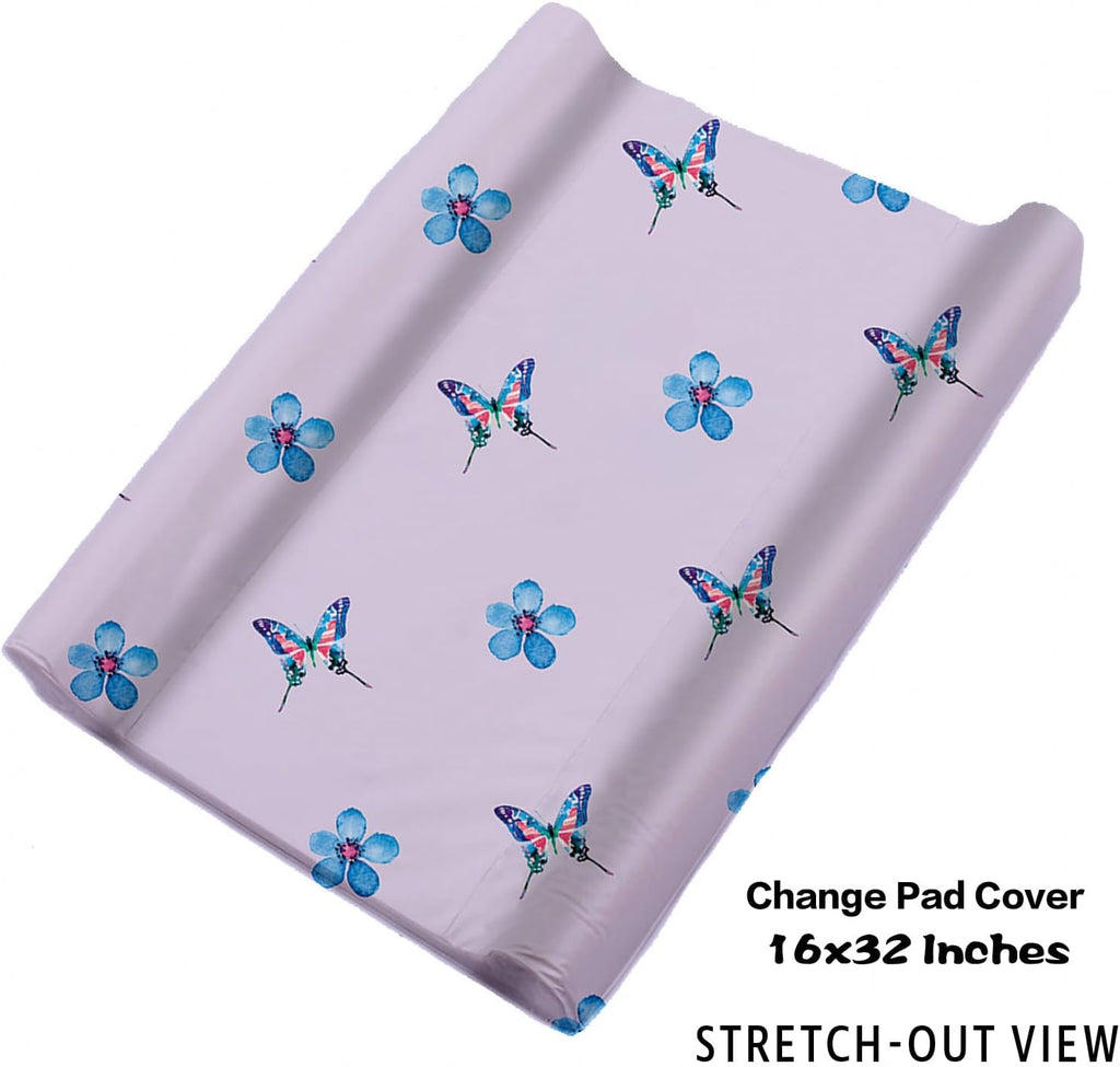 TOOTANN Custom Baby Crib Bedding Set, 5 Pcs Personalized Name Baby Crib Sheets for Kid Toddler Infant, Light Purple Background with Butterflies Nursery Bedding Set