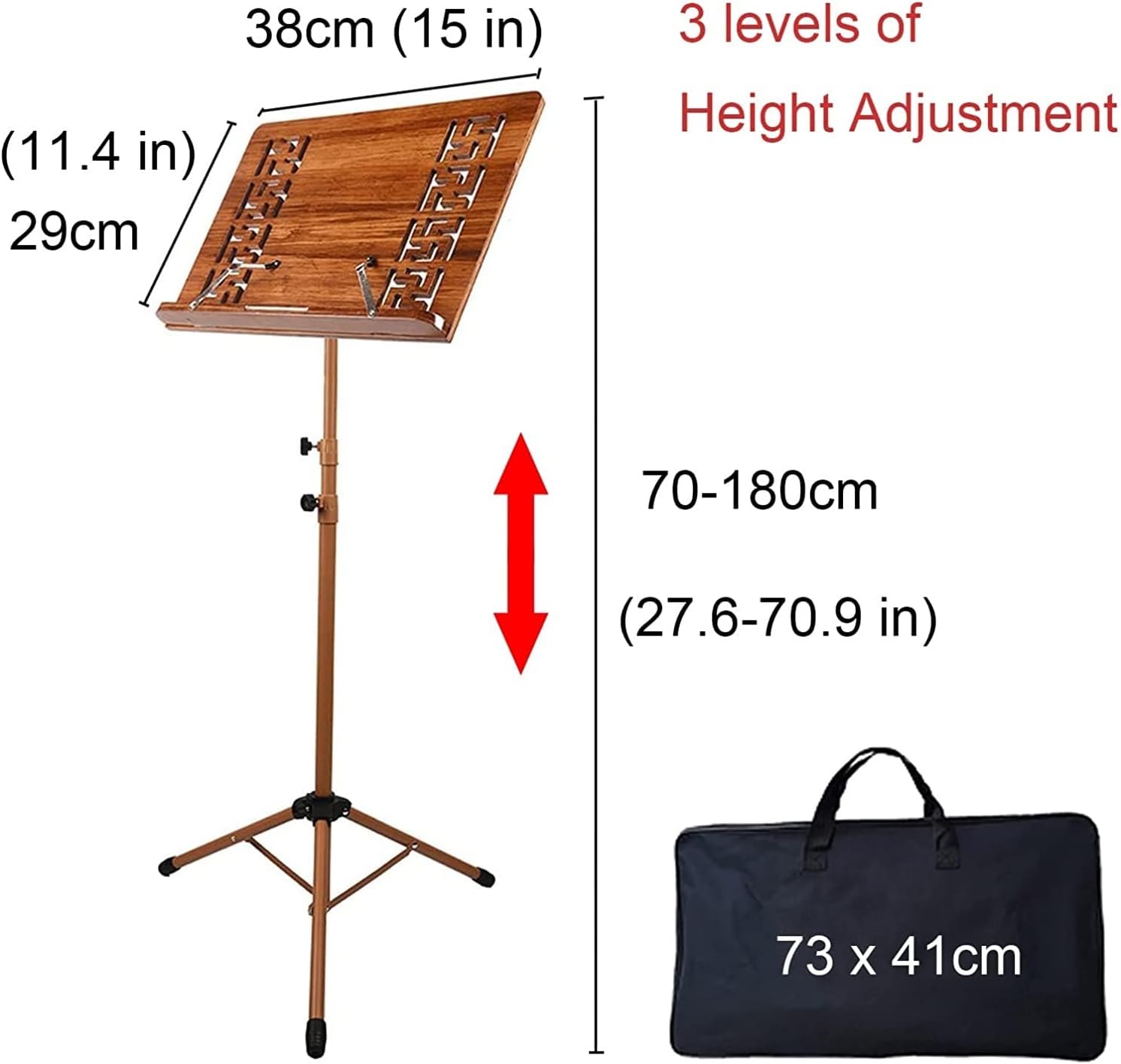 Wooden Sheet Music Stand for Piano Violin Guitar Drums - 28'-71' Adjustable Compact Collapsible Floor Standing Music Stand, Easy to Assemble (Size : Style 2)