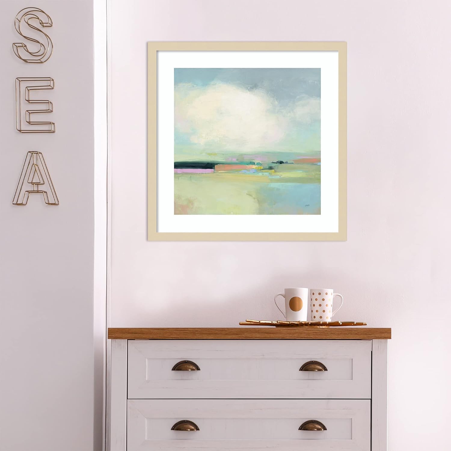 Amanti Art Framed Wall Art Print 21x21 Colorful Landscape by Julia Purinton, Abstract Wall Art, Modern Contemporary Decor, Medium Poster Painting Artwork for Living Room, Bedroom, Bathroom, Kitchen,