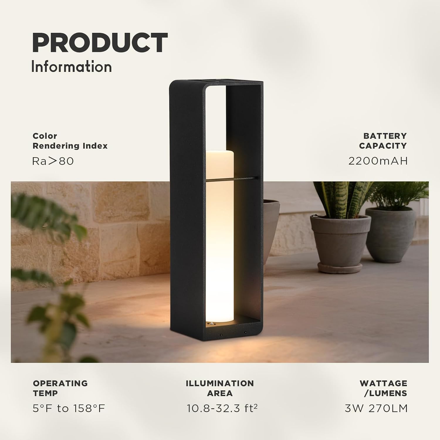 Outdoor Lights for Patio, IP65 Solar Lanterns Outdoor Waterproof, 3000K LED Path Lights, Outside Floor Lamp Solar Powered, Dusk to Dawn Landscape Lighting for Deck Garden Yard Backyard Porch