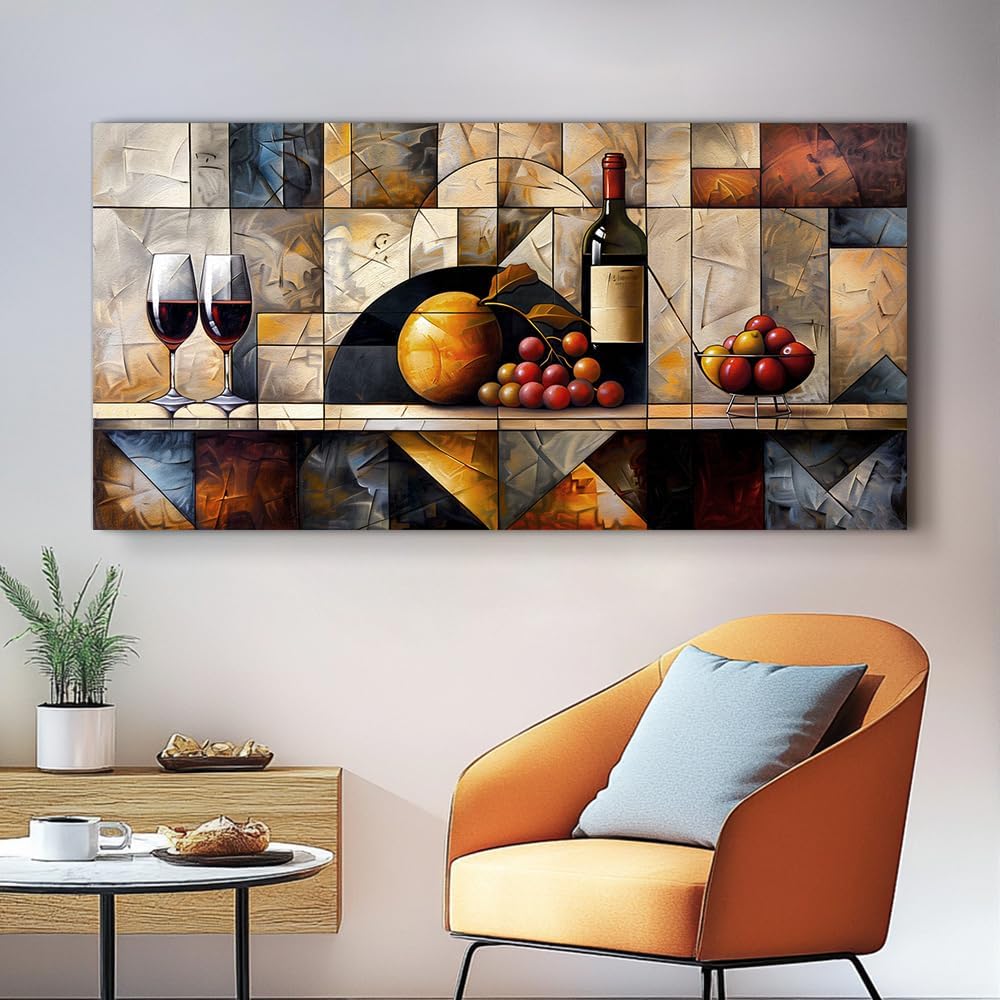 QIYILEXWART Canvas Wall Art For Living Room Large Wall Decor For Office Kitchen Decorations Wine Glass Landscape Pictures Farmhouse Painting Artwork Room Wall Mural Aesthetic Home Decor 30x60 In