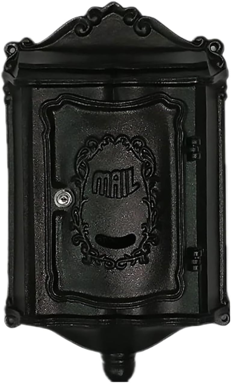 Mailbox Vintage Mailbox Lockable Post Office Box Apartment for Home Decoration Decorative(Black)
