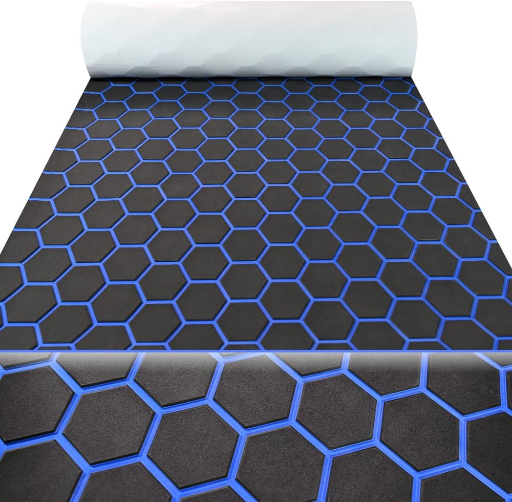 43.31' /37.7' New Hexagon EVA Self-Adhesive Boat Flooring and Decorative Fish for Yacht Pool Boat Flooring Sheet Thick Non-Skid mat