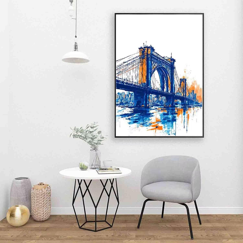 Landscape Paint by Numbers Golden Gate Bridge Paint by Numbers Kit for Adults, Pre Drawn Canvas Painting Kits with 3 Paintbrushes and Acrylic Oil Painting, Hobbies for Women 40x53in (with Frame) -t388