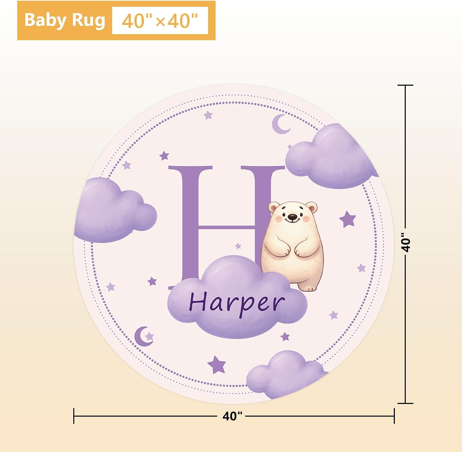 Terwex Custom Crib Bedding Set, 5 Pcs Personalized Nursery Bedding Sets with Name, Infant Bedding Set for Baby Girl Boy, Purple Polar Bear Double Layer Baby Crib Set, Toddlers Babies Customized Gifts