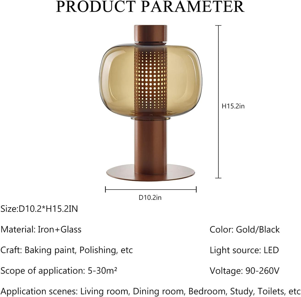 PURESILKS Modern Table Lamp Glass Shade Gold Base Minimalist Design Living Room Bedroom Office Coffee Shop Dimmable LED Light Decor Ambient Lighting