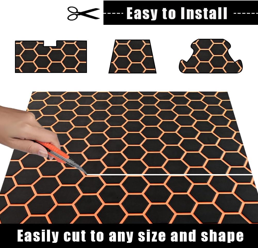 43.31' /37.7' New Hexagon EVA Self-Adhesive Boat Flooring and Decorative Fish for Yacht Pool Boat Flooring Sheet Thick Non-Skid mat