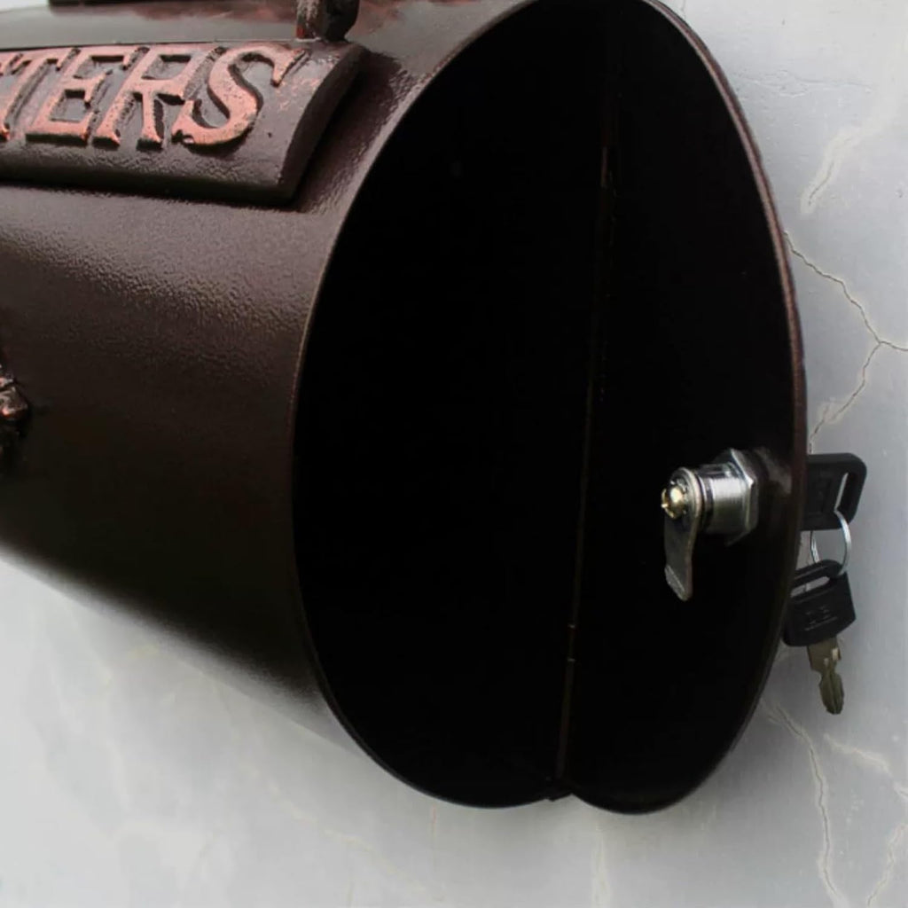 Vintage Lockable Mailbox, Wall Mount Mailboxes for Outside, Antique Metal Post Box with Lock, 13 X 13 X 5 in