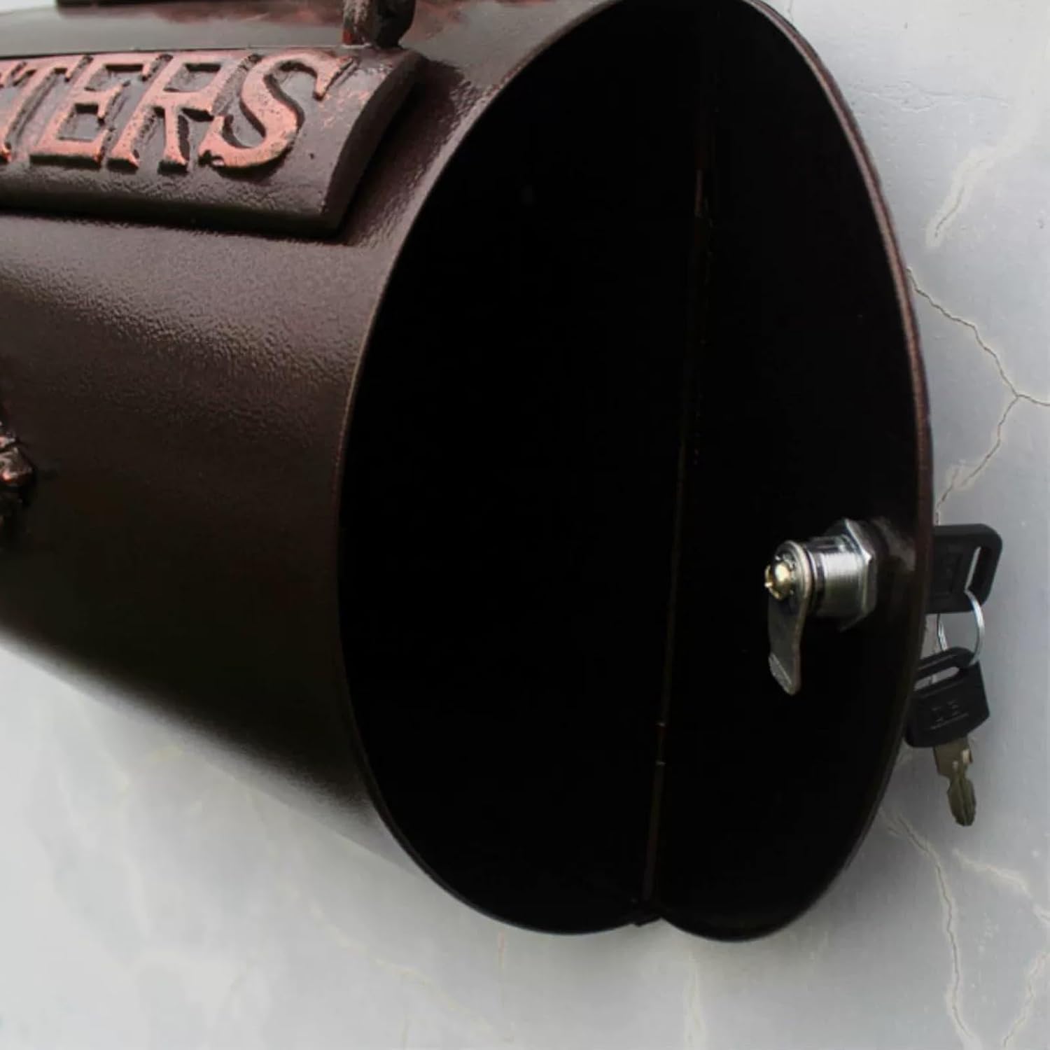 Vintage Lockable Mailbox, Wall Mount Mailboxes for Outside, Antique Metal Post Box with Lock, 13 X 13 X 5 in
