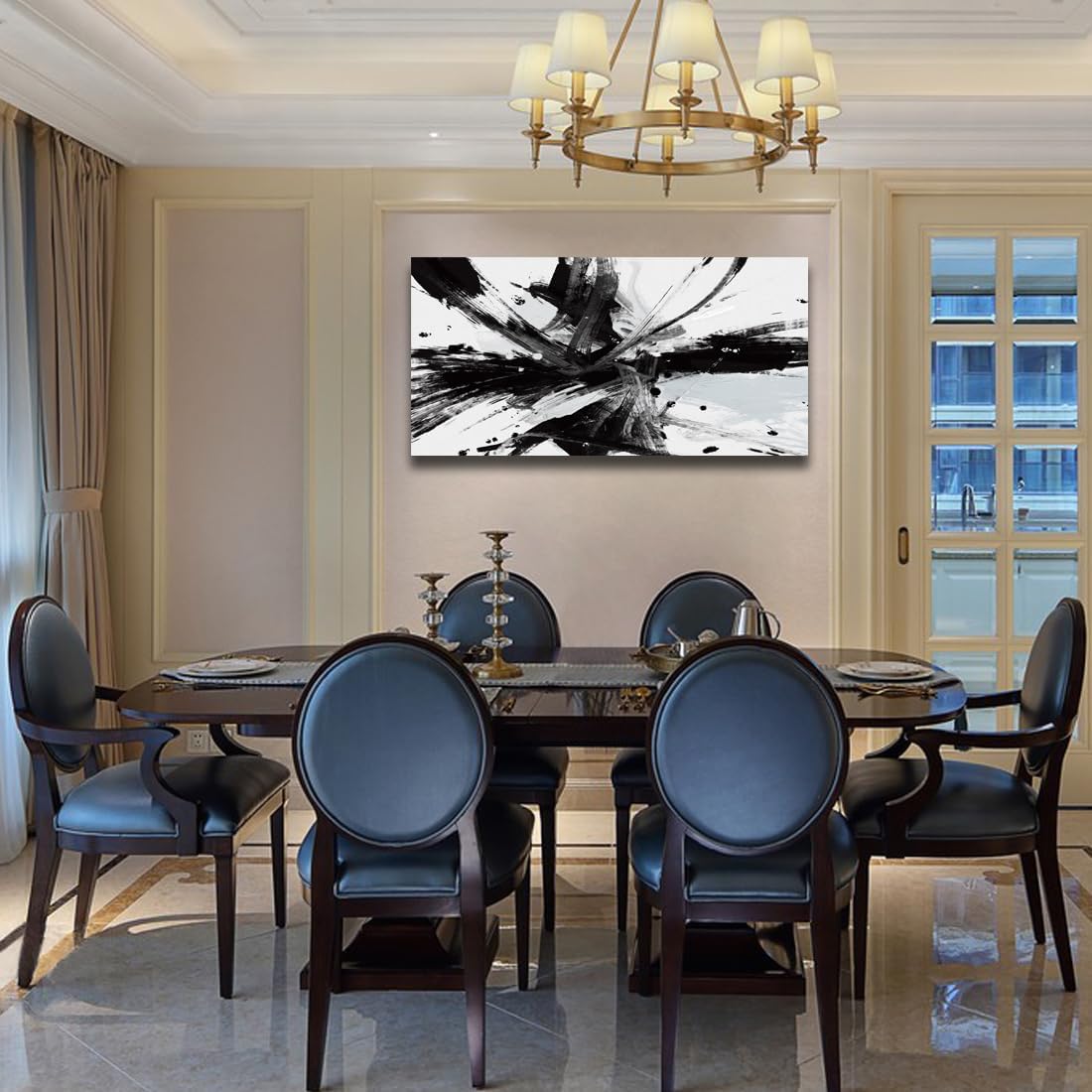 RUIFENGL Black and White Abstract Canvas Prints Wall Art for Office Wall Decor Black & White Graffiti Modern Paintings Artwork Pictures for Living Room Home Decoration Ready to Hang 30'x 60' Xlarge