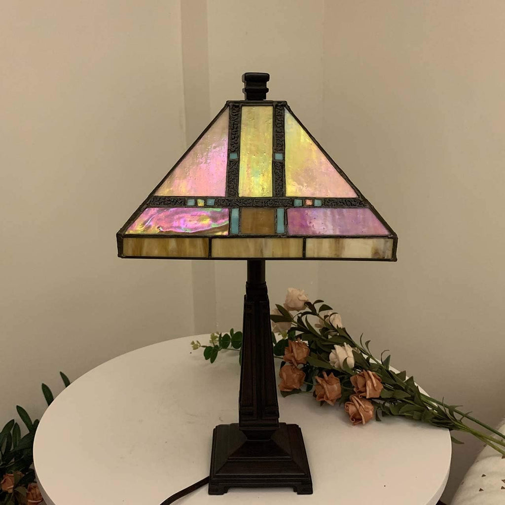 Bieye L10798 Mission Tiffany Style Stained Glass Table Lamp for Home Decoration