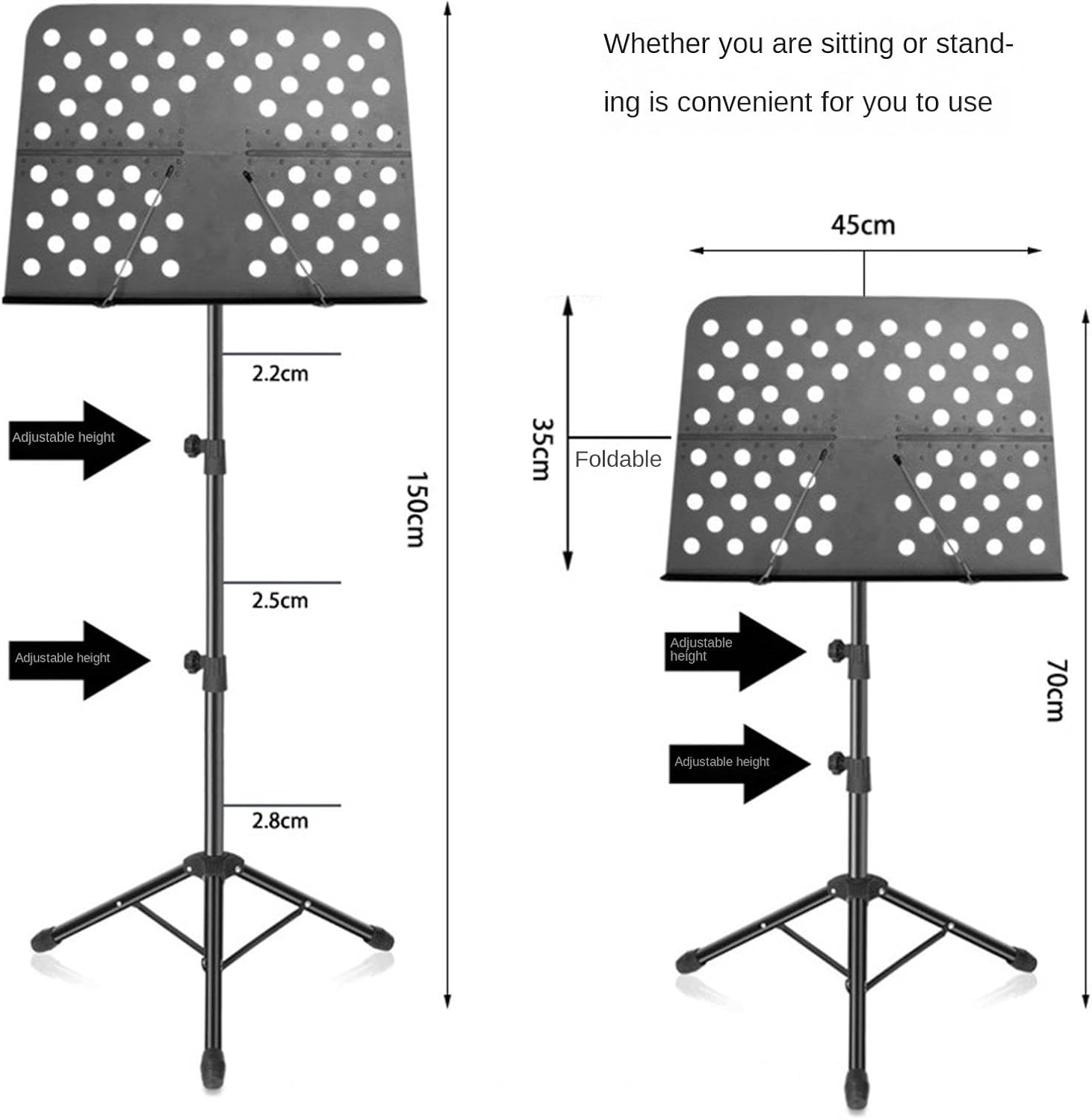 Sheet Music Stand Meatl Music Stand Portable Music Stand Detachable Musical Instruments for Piano Violin Guitar Music Stand Holder