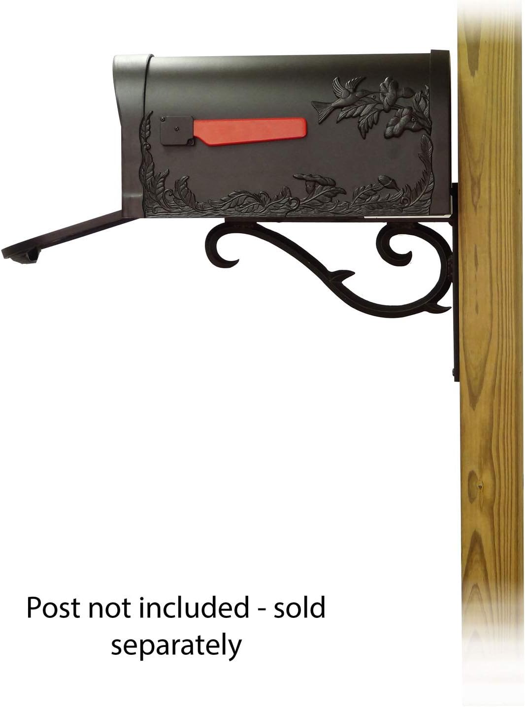 Special Lite Hummingbird Curbside Mailbox with Sorrento Front Single Mailbox Mounting Bracket - TC-SOR-FS-1005-BLK