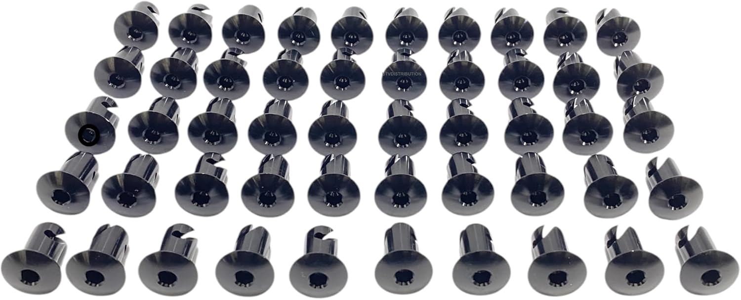 7/16' Black Aluminum Dzus Button Dome Allen Head Quarter Turn Fasteners .500 (50)