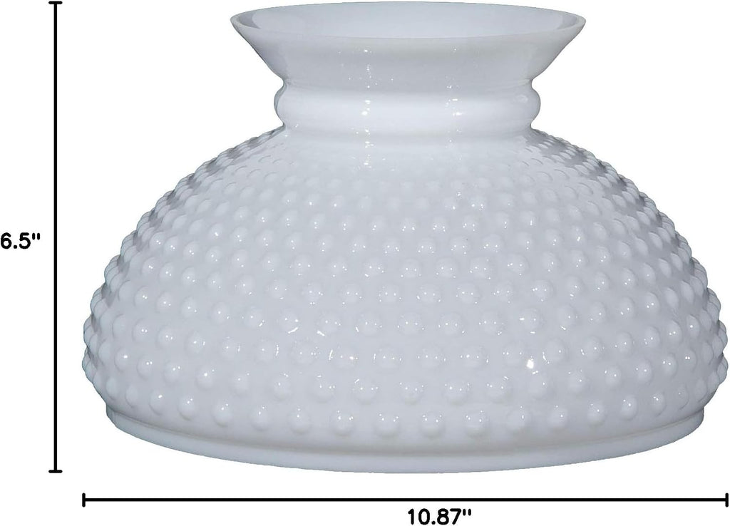 B&P Lamp® 10' Fitter Cased White Hobnail Shade With Plain Top