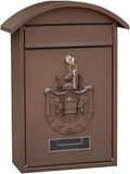 Lockable Mailbox Metal Letter Delivery Box Wall Mount Post Office Box with Key Outdoor Mailbox Locking Curbside Mailbox Retro(Brown)