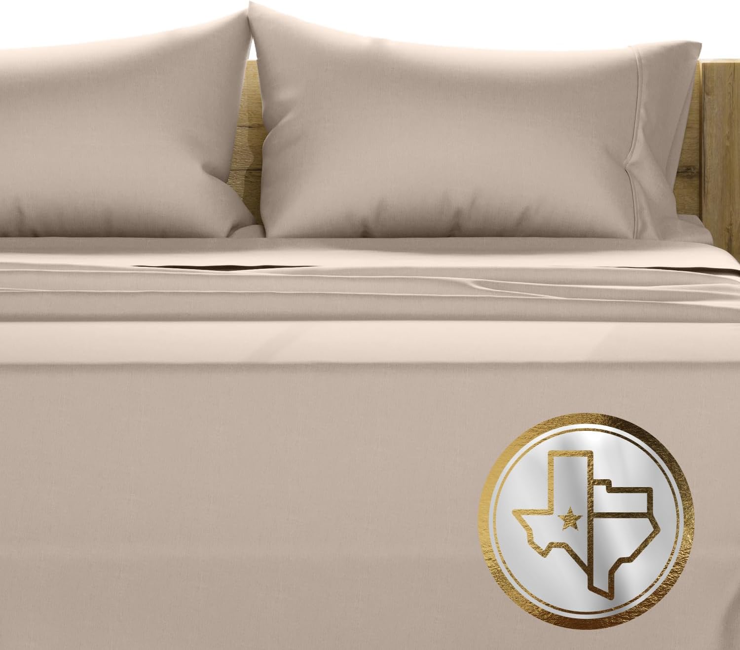 TEXAS LINEN CO. 100% Egyptian Cotton Queen Sheets Set - Luxury 1500 Series Couture Comfortin' Collection Egyptian Cotton Sheets Queen Size Bed Set (4 PC, Taupe), 17' Deep Pocket, Hotel Bedding Set