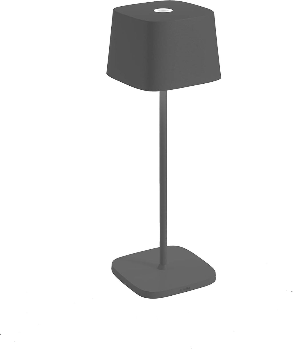 Zafferano, Ofelia Pro Lamp, Rechargeable Cordless Table Lamp with Touch Controls, Suitable for Indoor and Outdoor, Dimmer, 2700-3000 K, Height 12 Inches, Dark Grey Color