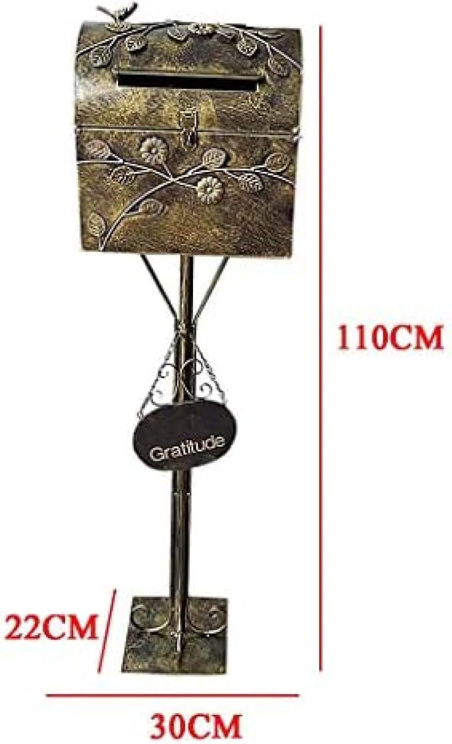 Standing Mailbox - Large Mailbox & Post System – Rust Resistant Mailbox – Includes Address Plaque, Mounting Hardware – Metal Mailbox - Bird Layer Design,Red