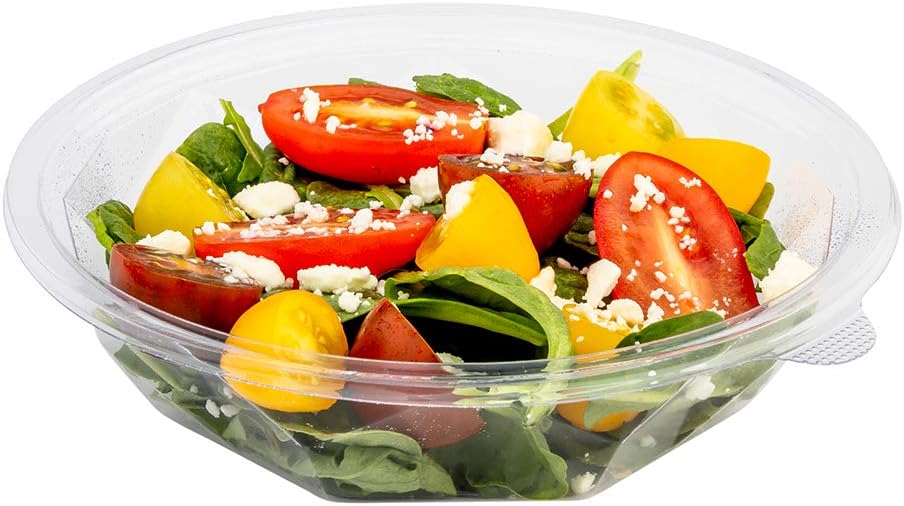 Restaurantware Basic Nature 12 Ounce Disposable Plastic Containers 500 Plastic Salad Bowls - Lids Sold Separately Round Clear PLA Plastic Food Bowls For To Go Meals And Takeaway Orders
