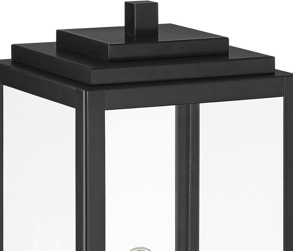 John Timberland Titan Modern Outdoor Pier Mount Light Matte Black 17' Clear Glass Shade for Post Exterior Barn Deck House Porch Yard Patio Outside Garage Front Door