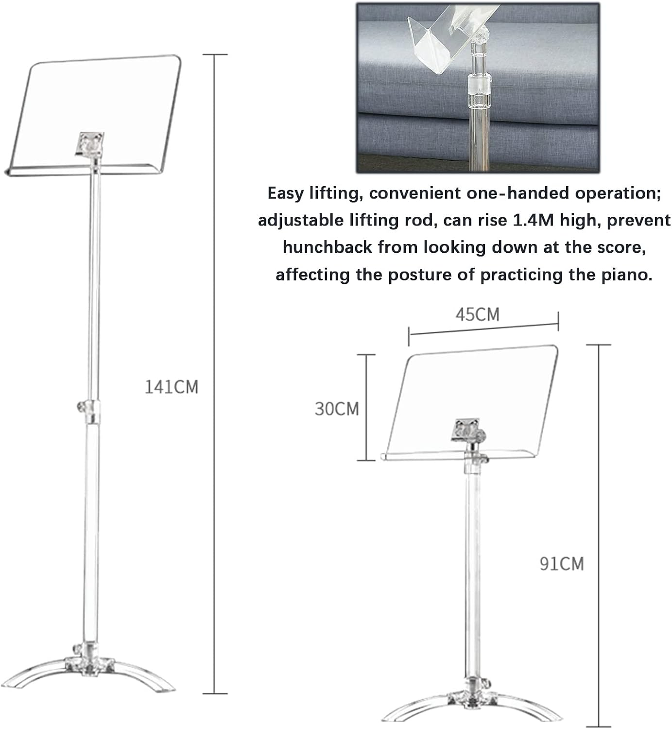 Sheet Music Stands, Clear Acrylic Book Holder, Portable Orchestra Stand, Outdoor Performances Lecture Pulpit, Can Be Used Performances Guitar Violin Drums
