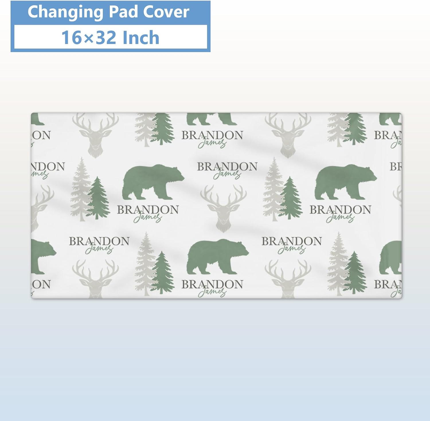 KAINSY Custom Crib Bedding Set 5 Pcs for Girls Boys – Personalized Green Woodland Bear Theme, Newborn Sleep Set, Toddler Nursery Decor, Infant Sleep, Baby Room Accessories