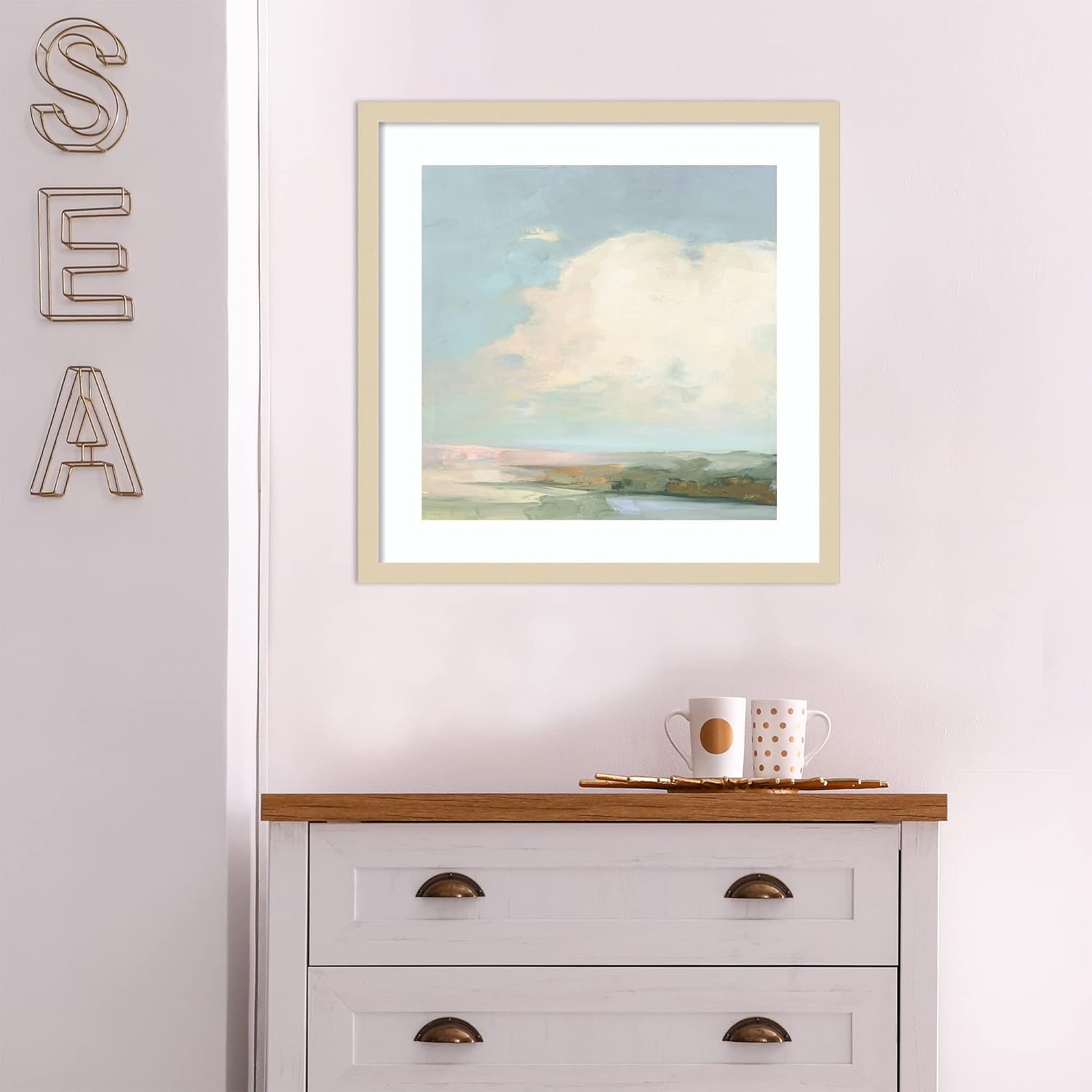 Amanti Art Framed Wall Art Print 21x21 Colorful Horizon II Blue by Julia Purinton, Abstract Wall Art, Modern Contemporary Decor, Medium Poster Painting Artwork for Living Room, Bedroom, Bathroom,