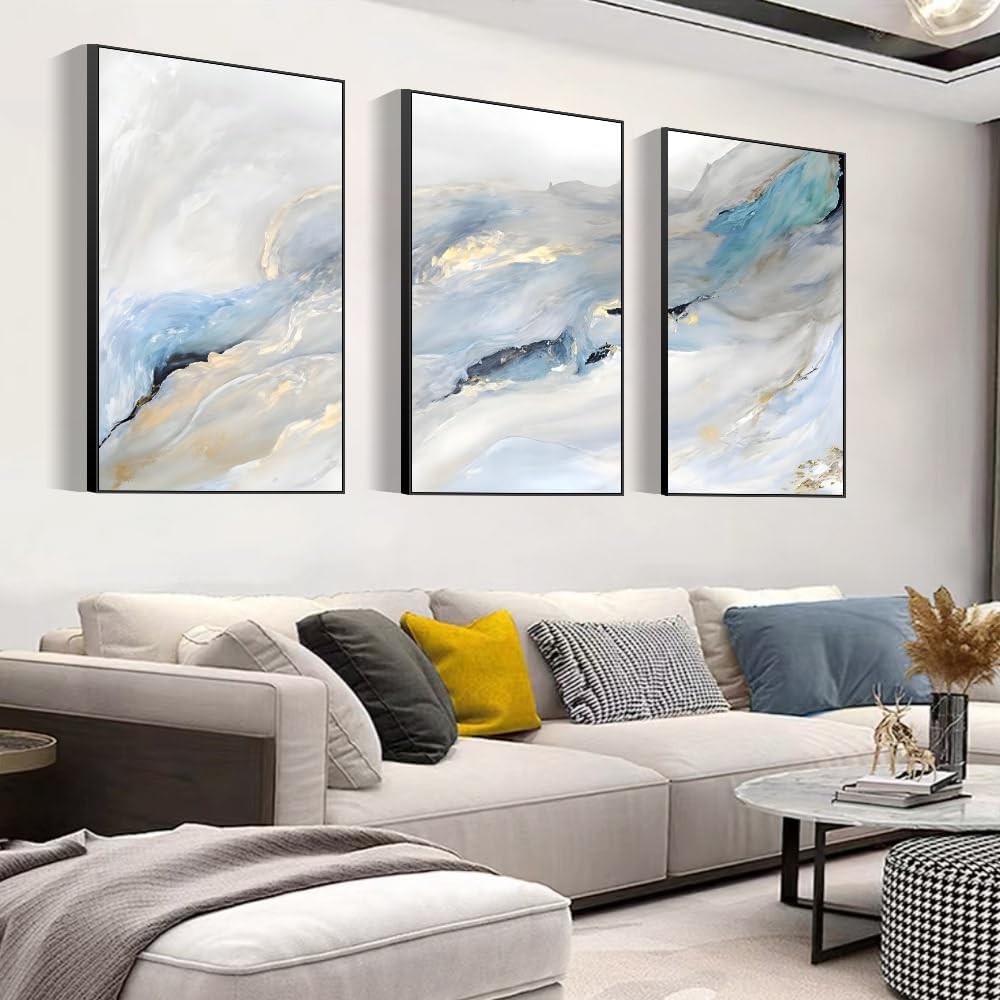 Framed Canvas Wall Art for Living Room,Wall Decorations for Bedroom Office Wall Decor Abstract Minimalist Painting,Large Wall Art Pictures 3 Piece Ready To Hang for Modern Home Decor