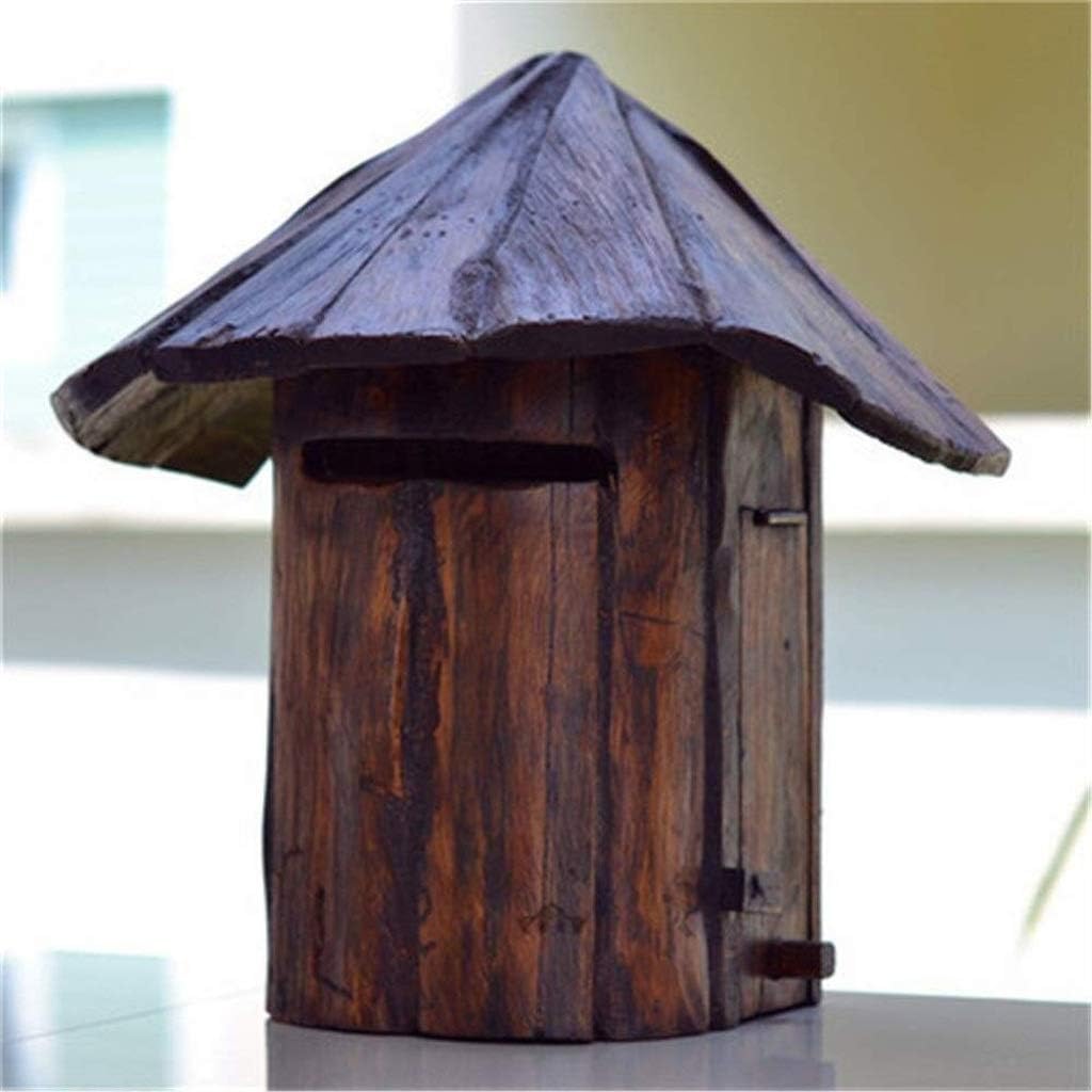 Wooden Mailbox, Handicraft Wall-Mounted Outdoor Mailbox Wooden Postbox Creative Retro Mailbox