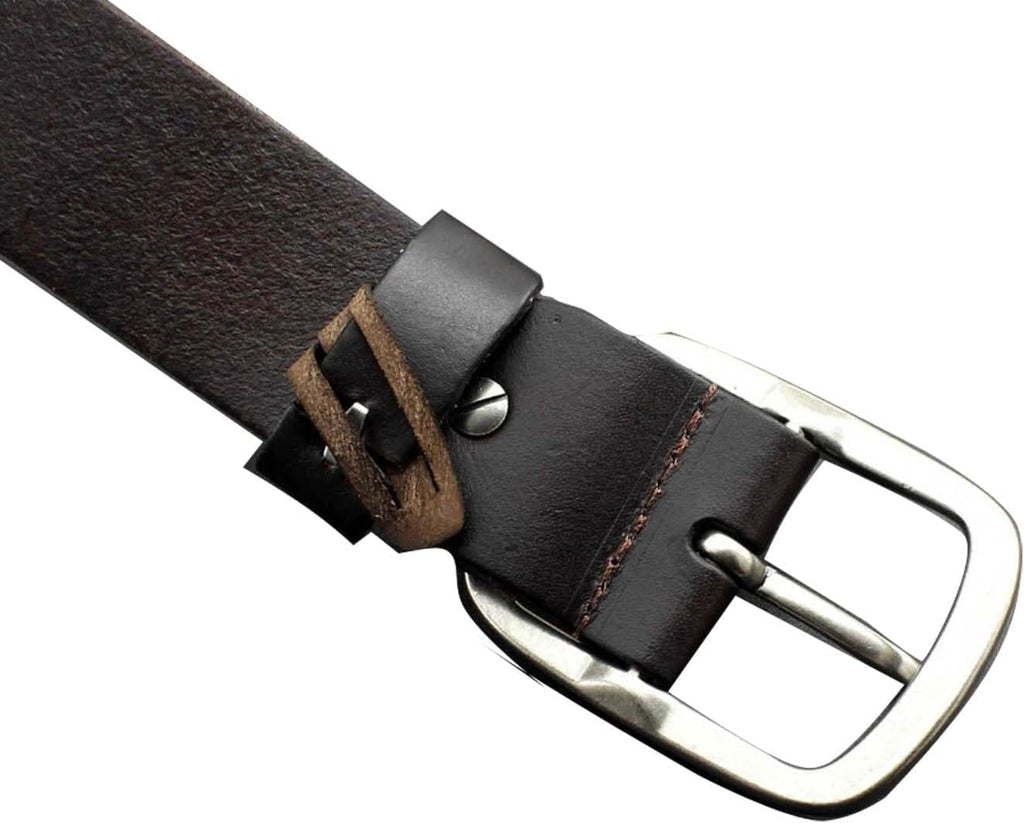 Pin Buckle Rocker Punk Biker Belt – Real Genuine Leather with Metal Sequin Detail