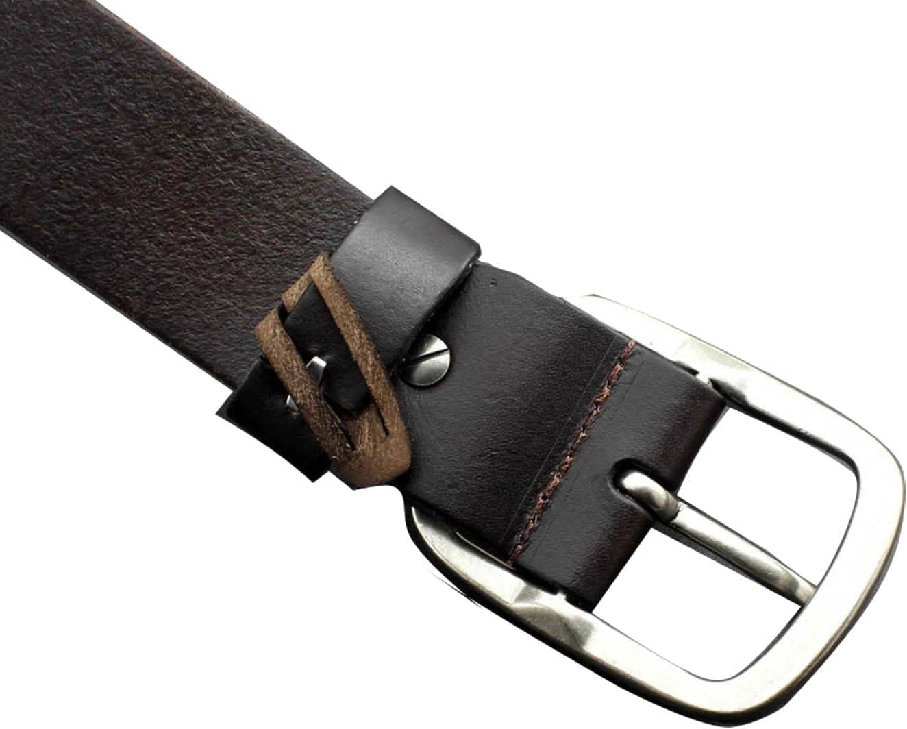 Pin Buckle Rocker Punk Biker Belt – Real Genuine Leather with Metal Sequin Detail