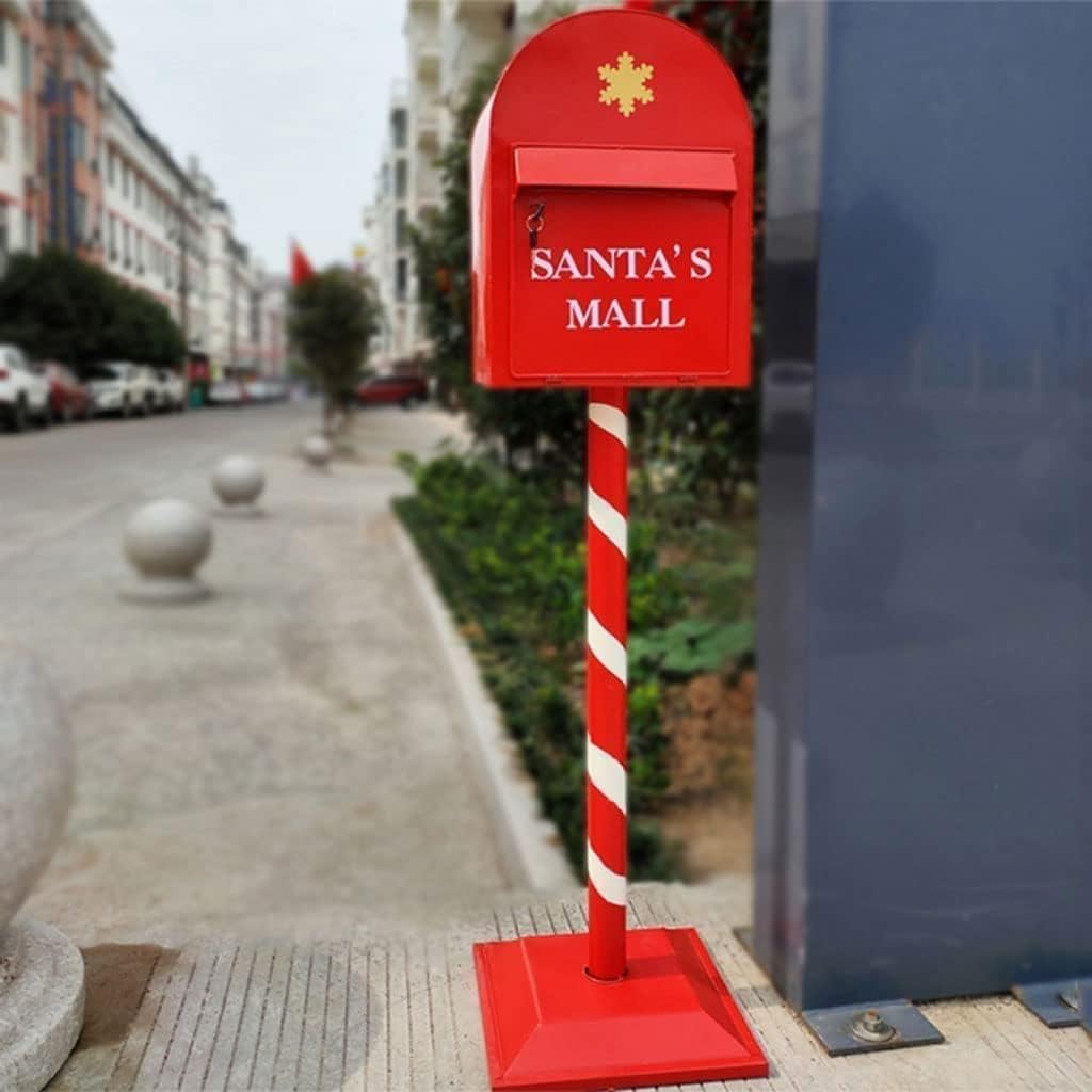 Mailbox with Lock Postbox Heavy Iron Retro Mailbox Posts Floor-Standing Drop Box for Home Outdoor Large-Capacity Mailboxes Home Decoration(Red)