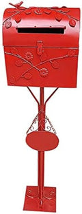 Standing Mailbox - Large Mailbox & Post System – Rust Resistant Mailbox – Includes Address Plaque, Mounting Hardware – Metal Mailbox - Bird Layer Design,Red