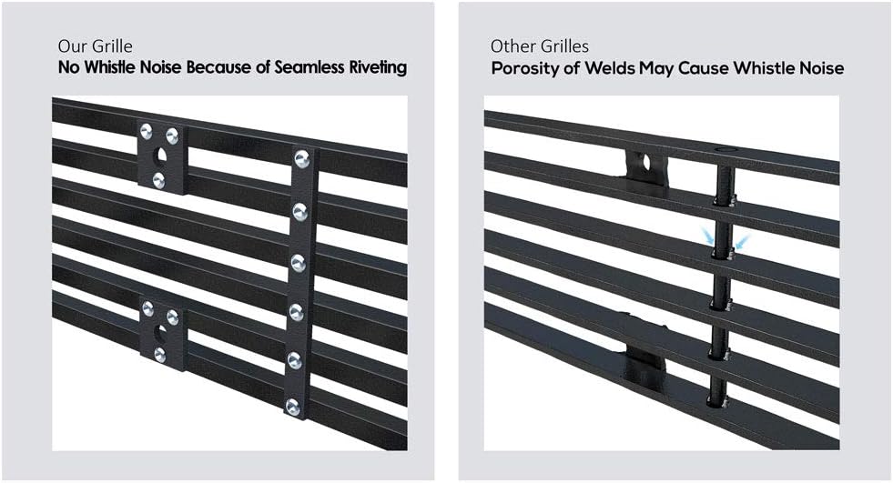 APS Premium Stainless Steel SS Black Billet Grille Grill Insert Compatible with Toyota Tundra 2014 2015 2016 2017 Main Upper N19-H58958T