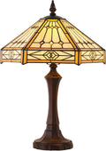 Capulina Tiffany Lamp Stained Glass Table Lamp 13x13x20 Inches Cream Hexagon Tiffany Style Desk Reading Lamp Decor for Home Office Bedroom Living Room