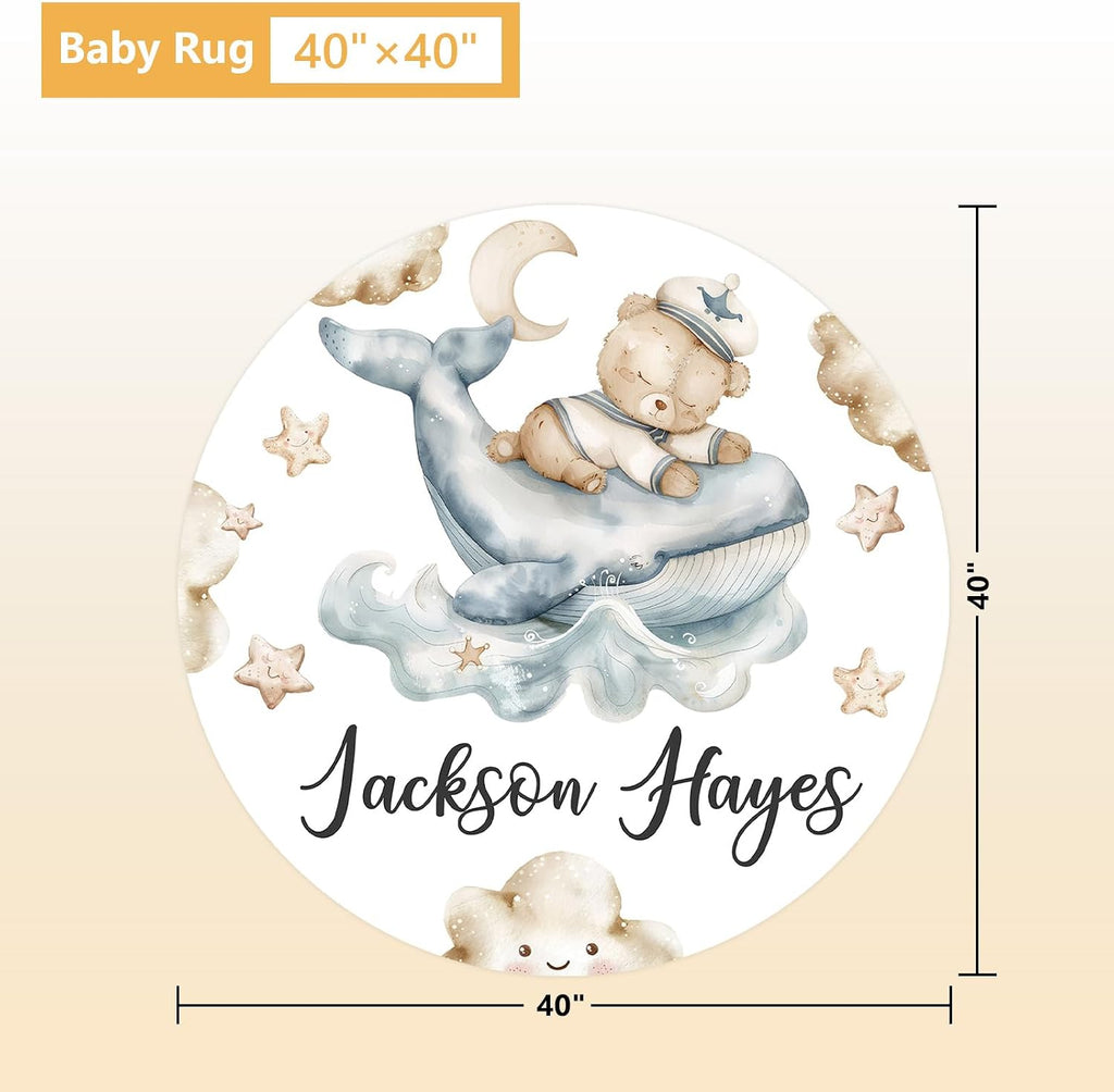 Terwex Personalized Baby Bedding Set - 5 Pcs Custom Infants Bedding Set with Infant Name - Double Layer Nursery Crib Set for Girls Boys - Customized Gifts for Toddler Baby Shower - Whales and Bears