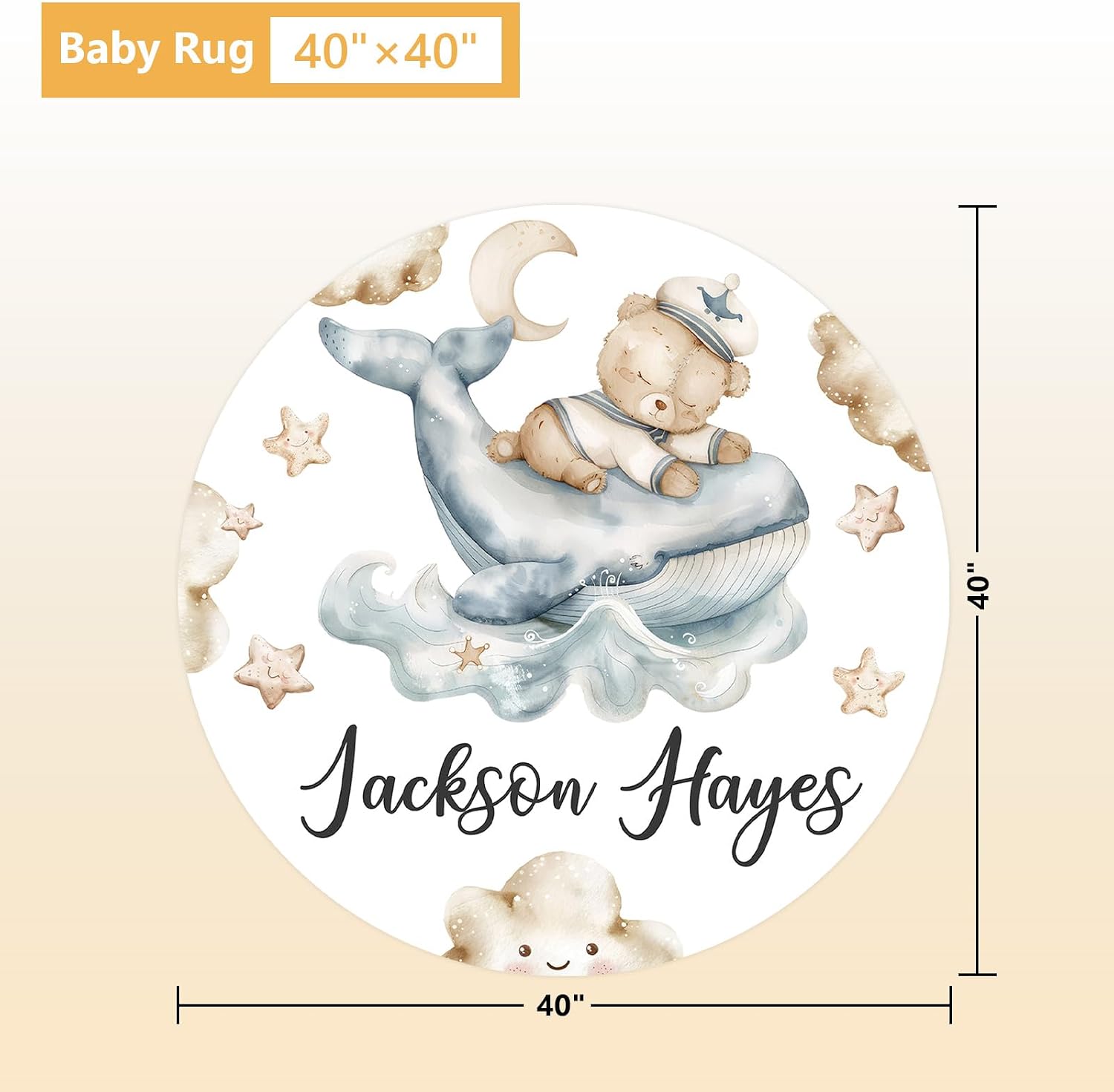 Terwex Personalized Baby Bedding Set - 5 Pcs Custom Infants Bedding Set with Infant Name - Double Layer Nursery Crib Set for Girls Boys - Customized Gifts for Toddler Baby Shower - Whales and Bears