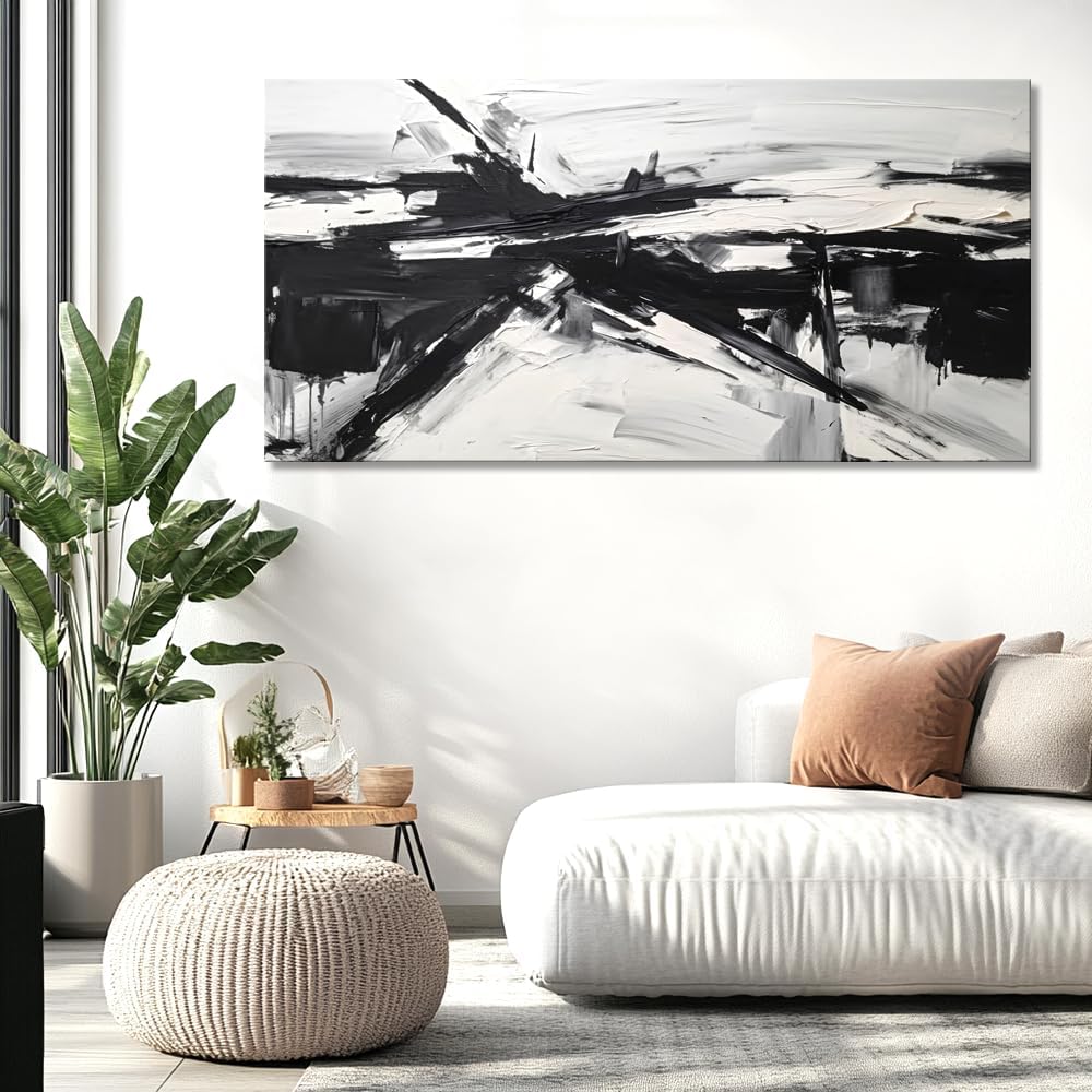 liysawg Wall Art Abstract Canvas Painting Black and White Modern Artwork for Living Room Bedroom Dining Room Home Office Decor 71'x36'