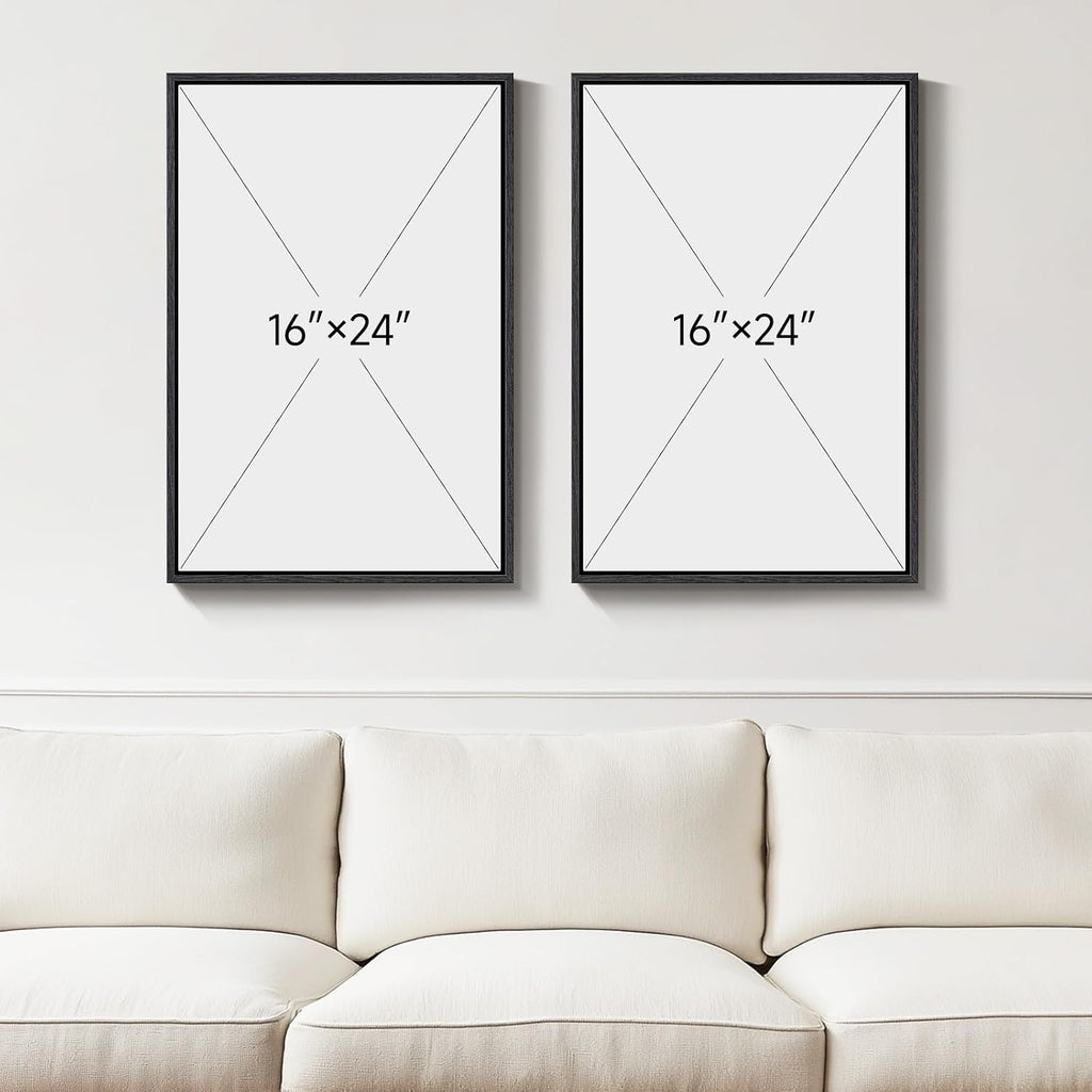 Large Framed Neutral Abstract Floral Wall Art, Set of 2 Black and Beige Modern Canvas Prints Paintings Artwork for Walls, Minimalist Pictures for Living Room, Dining Room, Bedroom Wall Decor 24x36 In